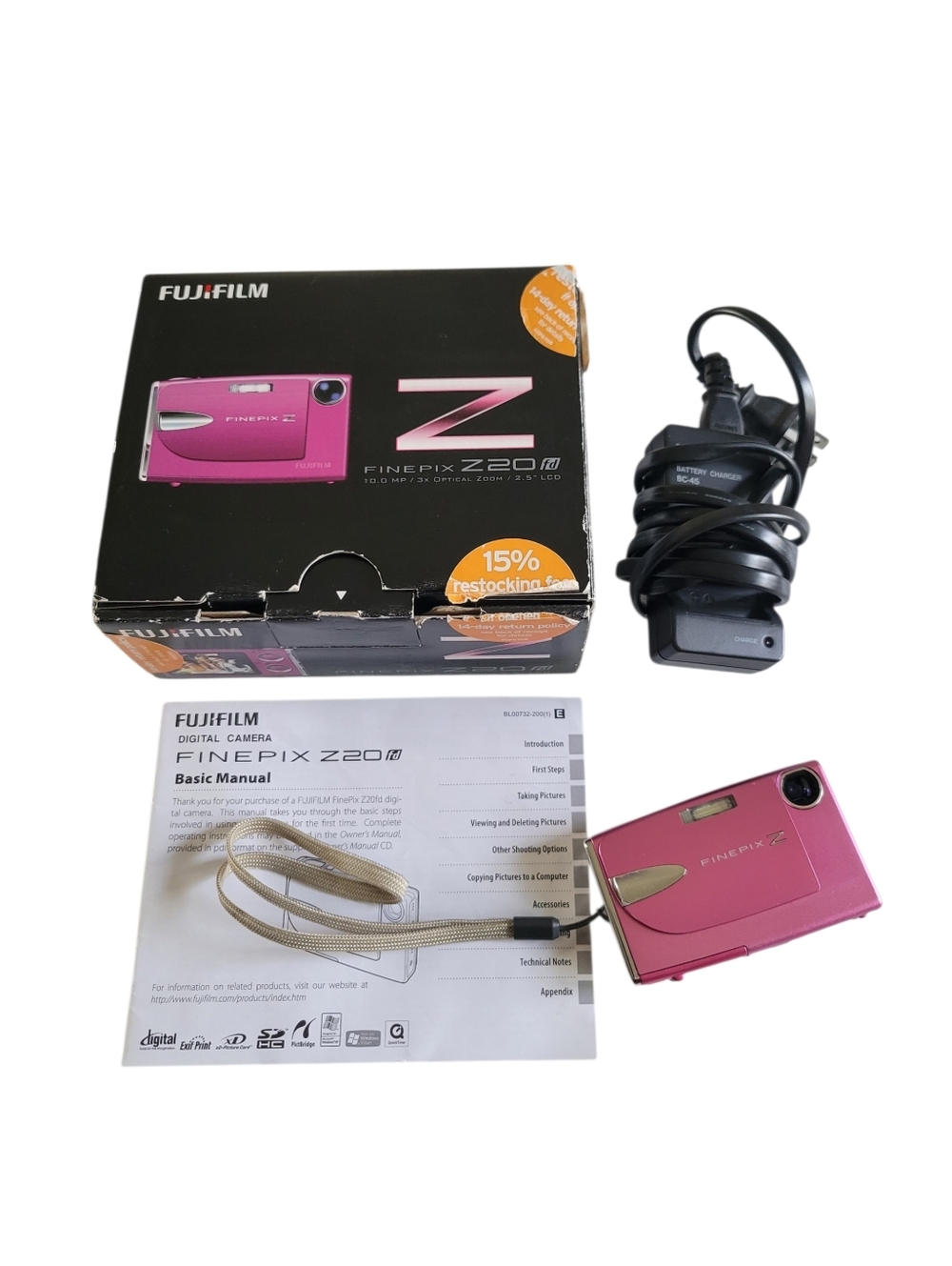 FUJIFILM FinePix Z20fd Pink 10.0MP 3x Optical Zoom Digital Camera Complete Box